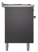 Ilve® Nostalgie II Noblesse 60'' Graphite Matte Pro Style Dual Fuel Range with Burnished Trim-2