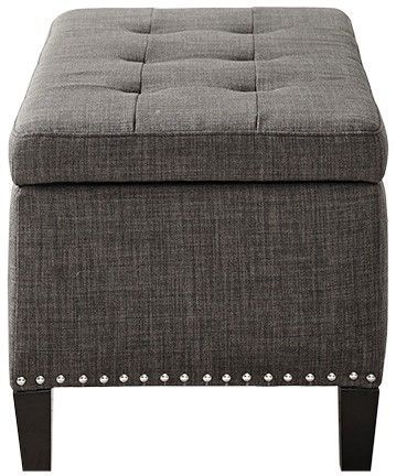 Olliix by Madison Park Charcoal Shandra II Tufted Top Storage Bench-1