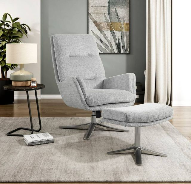 Homelegance® Parker 2-Piece Gray Swivel Chair with Ottoman Set-1