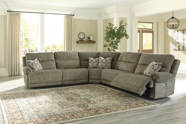 Signature Design by Ashley® Lubec 6-Piece Taupe Power Reclining Sectional with Armless Chairs-2