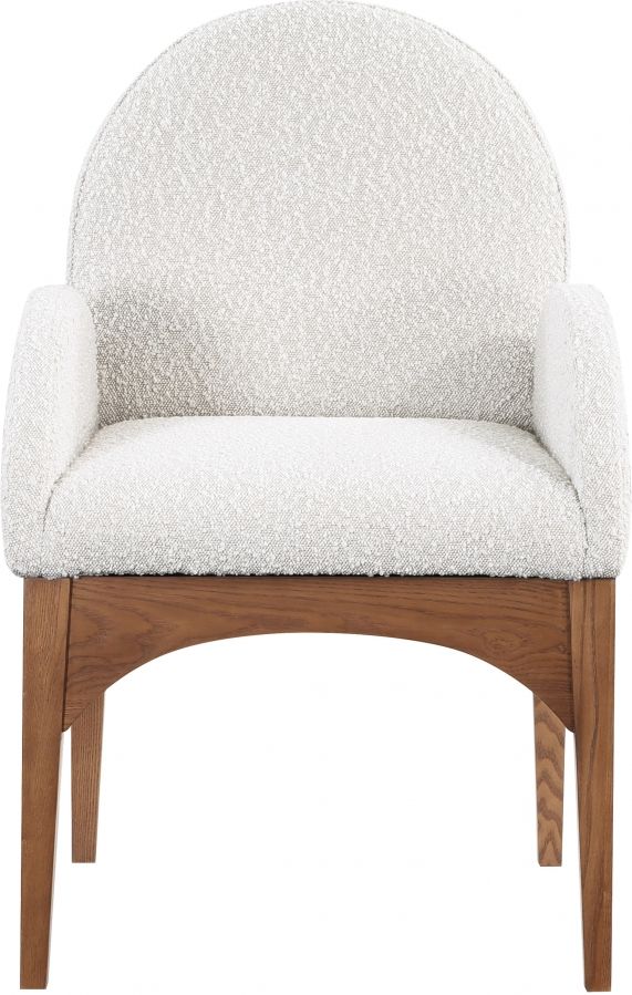 Meridian Furniture Waldorf Cream/Brown Boucle Upholstered Dining Arm Chair-1