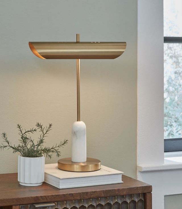 Signature Design by Ashley® Rowleigh Gold/White Desk Lamp-4