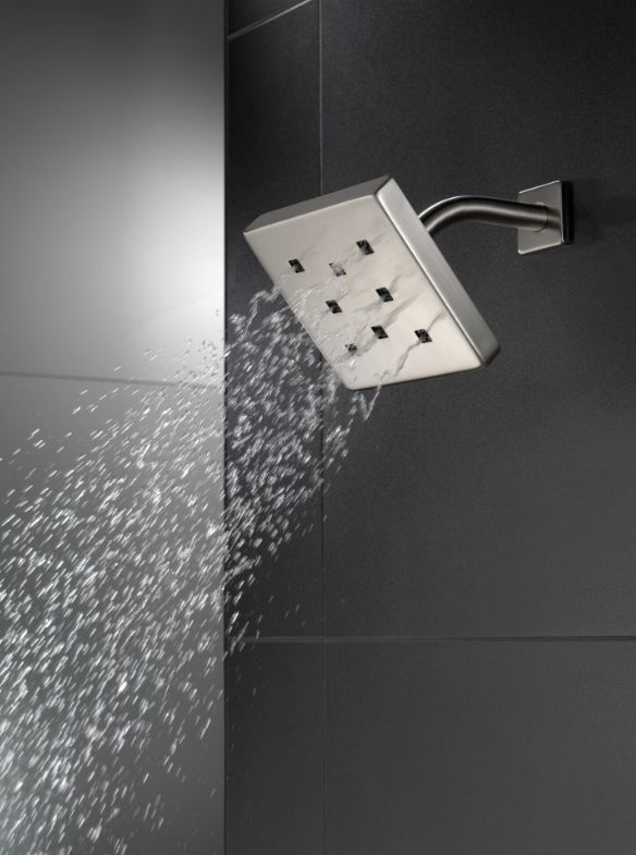 Delta Universal Showering Lumicoat® Stainless H2Okinetic® Single-Setting Metal Raincan Shower Head-1