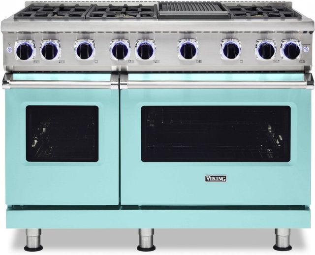 Viking® 7 Series 48" Bywater Blue Pro Style Liquid Propane Range with 12" Reversible Griddle-0