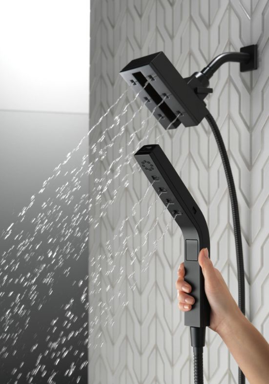 Delta Universal Showering Matte Black 1.75 GPM H2Okinetic® In2ition® 4-Setting Two-in-One Shower-3