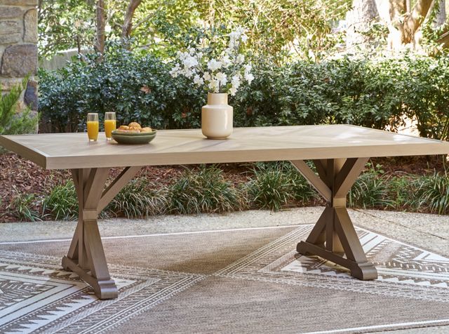 Signature Design by Ashley® Laguna Heights Beige Aluminum Outdoor Dining Table-1