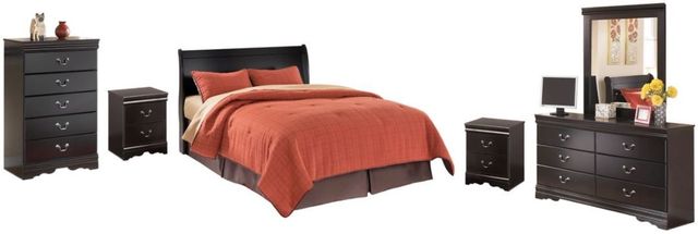 Signature Design by Ashley® Huey Vineyard 5-Piece Black King Sleigh Headboard Set-0