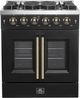FORNO® Galiano Series Alta Qualita 30" Black Pro Style Gas Range -0
