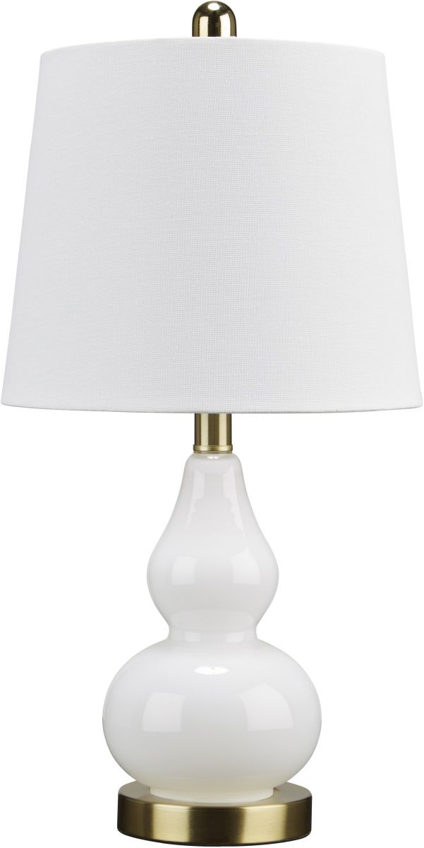 Signature Design by Ashley® Makana White/Brass Glass Table Lamp-0