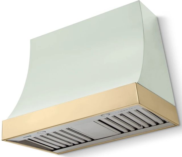 La Cornue CornuFé Marquee 36" Tapestry Range Hood with Polished Brass Trim-0