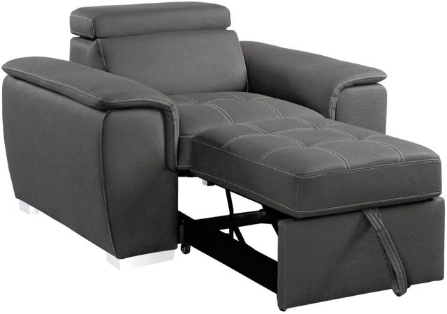 Homelegance® Ferriday Gray Chair with Adjustable Headrest and Pull-Out Ottoman-0