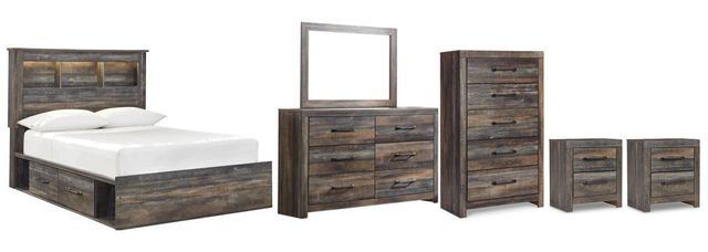 Signature Design by Ashley® Drystan 6-Piece Brown Rustic Full Storage Bed Set-0