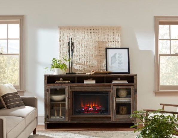 aspenhome® Quincy Brindle 66" Fireplace Media Console-1