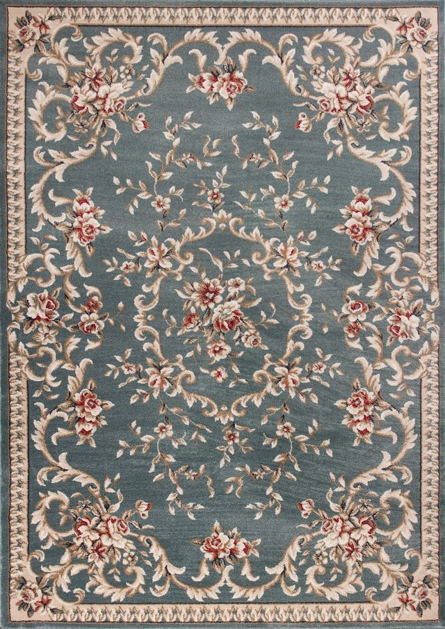 KAS Rugs Avalon Slate Blue Aubusson 5'x8' Rug-0