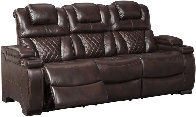 Signature Design by Ashley® Warnerton Chocolate Power Reclining Sofa with Adjustable Headrest-0