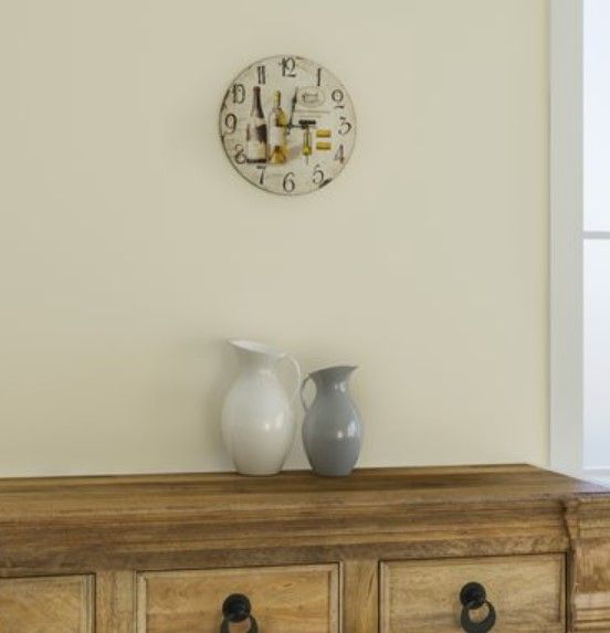 YHD Beige Circular Wooden Wall Clock-1