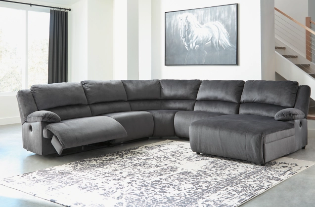 Signature Design by Ashley® Clonmel 5-Piece Charcoal Power Reclining Right-Arm Facing Sectional and Chaise-1