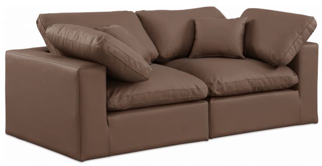 Meridian Furniture Comfy 2-Piece Brown Vegan Leather Modular Sofa-0