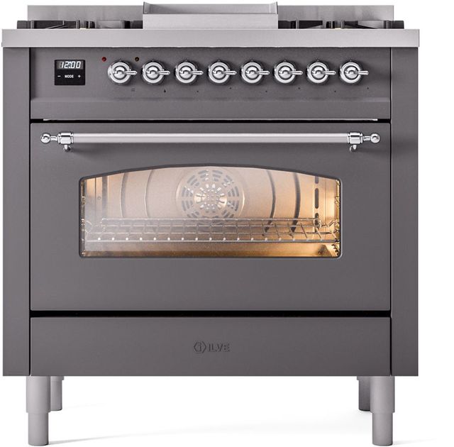 Ilve® Nostalgie II Series 36" Graphite Matte Pro Style Dual Fuel Range-1