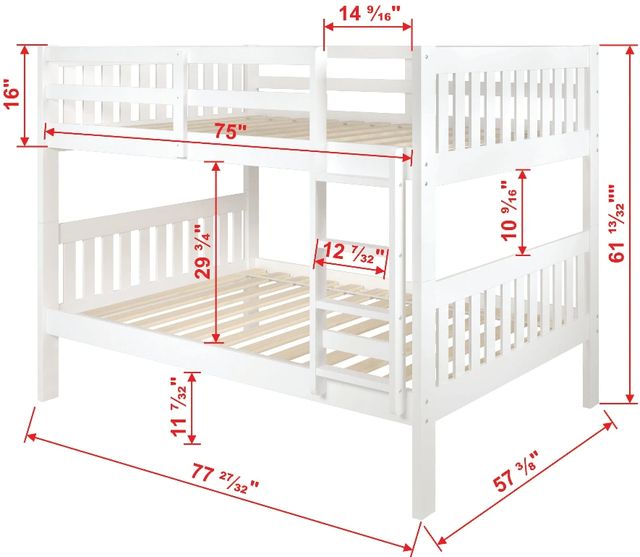 Donco Kids Austin Mission White Mission Full/Full Bunkbed-2