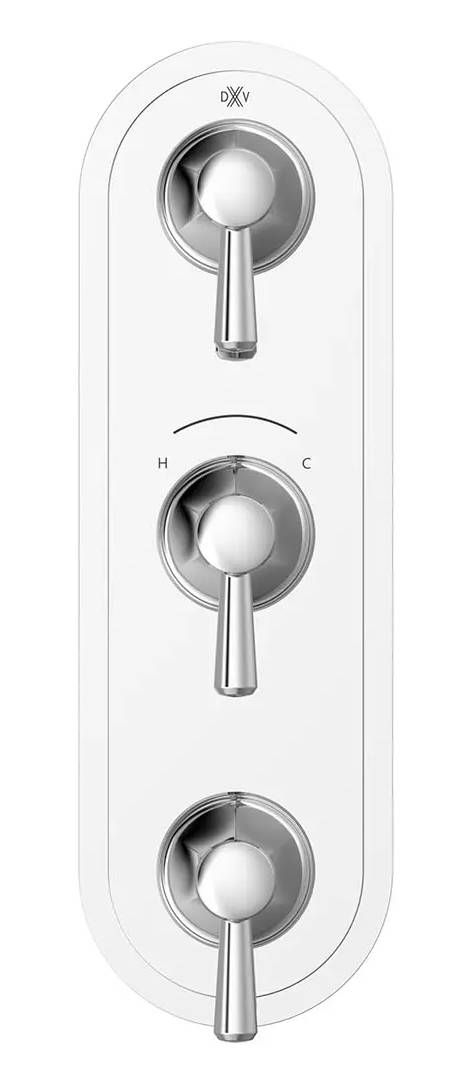 DXV Fitzgerald Polished Chrome 3-Handle Thermostatic Valve Trim Only with Lever Handles-1