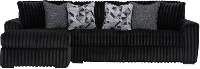 front view of the Signature Design by Ashley® Midnight-Madness 2-Piece Onyx Left-Arm Facing Sectional and Chaise