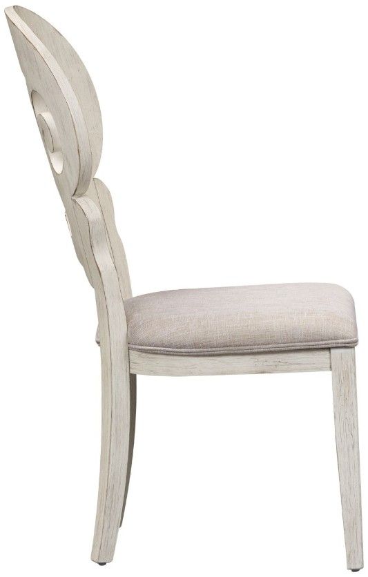 Liberty Furniture Farmhouse Reimagined Antique White/Khaki Splat Back Side Chair-3