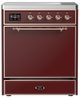 Ilve® Majestic III 30" Burgundy Pro Style Induction Range with Solid Door and Copper Trim-0