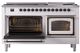 Ilve® Nostalgie II Noblesse 60'' White Pro Style Dual Fuel Range with Burnished Trim-3