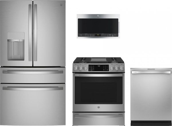 GE Profile 4-Piece Stainless Steel Gas Kitchen Package GE Profile 4-Piece Stainless Steel Gas Kitchen Package