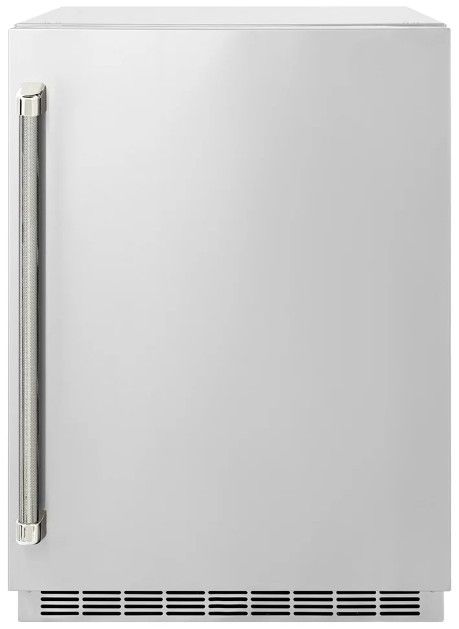 ZLINE Autograph Edition Touchstone 24 " 5.2 Cu. Ft. Stainless Steel 151 Can Beverage Fridge with Solid Door and Polished Nickel Helix Handle-0
