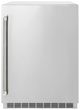 ZLINE Autograph Edition Touchstone 24 " 5.2 Cu. Ft. Stainless Steel 151 Can Beverage Fridge with Solid Door and Polished Nickel Helix Handle-0
