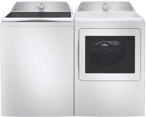 GE Profile White Top Load Washer and Gas Dryer Laundry Pair