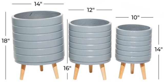 Deco Marche 3-Piece Gray 10" Planter Set-3