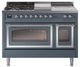 Ilve® Nostalgie II Noblesse 48'' Blue Gray Pro Style Dual Fuel Range with Chrome Trim-0