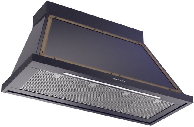 Ilve® Nostalgie II Noblesse 48" Midnight Blue Wall Mounted Range Hood with Burnished Trim-1
