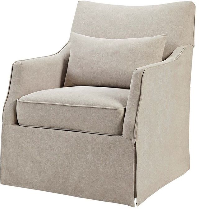 Olliix by Martha Stewart Beige London Skirted Swivel Chair-3