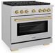 ZLINE Autograph Edition Paramount 36" Satin Stainless Steel Pro Style Dual Fuel Range with Champagne Bronze Accents-2