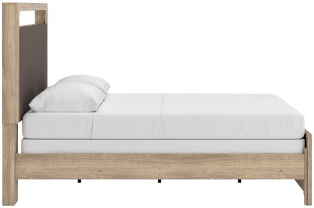 Signature Design by Ashley® Hollymount Tan Queen Upholstered Panel Bed-2