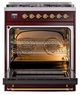 Ilve® Nostalgie II Noblesse 30" Burgundy Pro Style Dual Fuel Range with Brass Trim-2