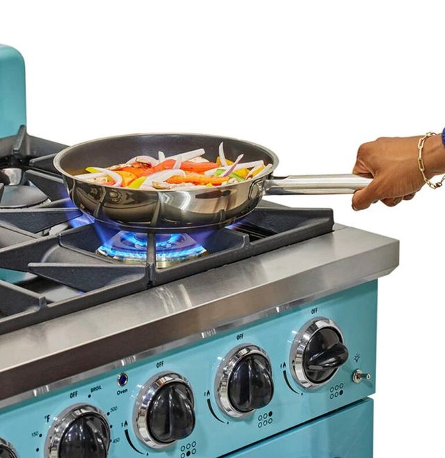 Unique® Appliances Classic Retro 36" Ocean Mist Turquoise Pro Style Gas Range-3
