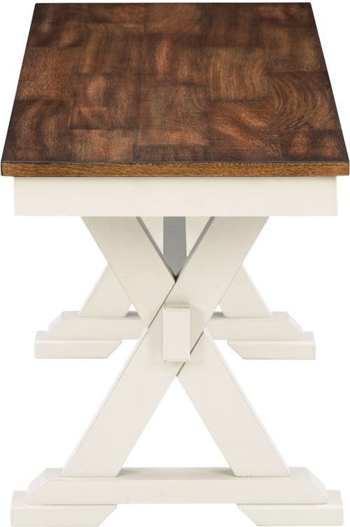 Signature Design by Ashley® Jendanton Antique White/Brown Large Dining Bench-3