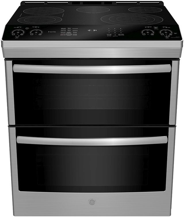 GE Profile™ 30" Fingerprint Resistant Stainless Steel Slide In Double Oven Electric Range-0