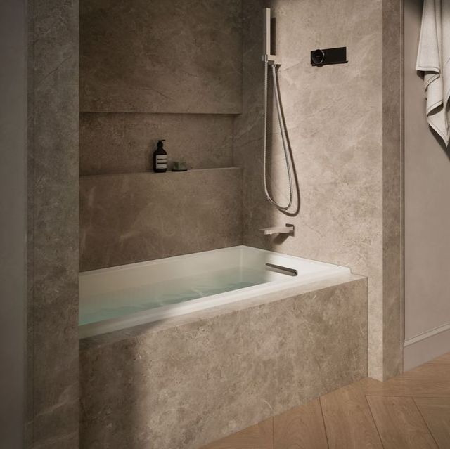 KOHLER® Underscore® Biscuit 60" x 30" Drop-In/Alcove Heated Whirlpool Bath - Right Drain-1