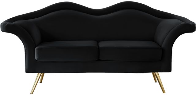 Meridian Furniture Lips Black Velvet Loveseat-0
