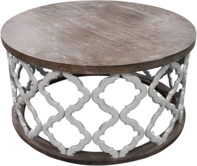 American Wholesale Furniture Brocade Ashnero/Nero White Coffee Table-0