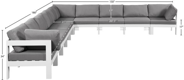 Meridian Furniture Nizuc 10-Piece Gray/White Aluminum/Fabric Outdoor Patio Modular Sectional-2