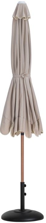Meridian Furniture Amalfi Beige/ Black/Teak Aluminum Outdoor Patio Umbrella and Round Base-1