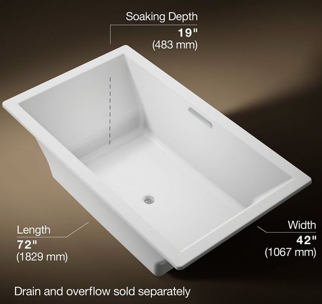 KOHLER® Underscore® Ice Gray 72" x 42" Drop-In Bath with Bask® Heated Surface-3