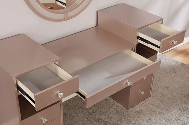 Furniture of America® Yasmine 3-Piece Light Gray/Tiffany Blush Vanity Set-2